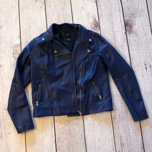 Blue leather jacket